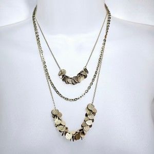 Express Necklace Circle Dot Cluster Layered Goldtone Disc 17"